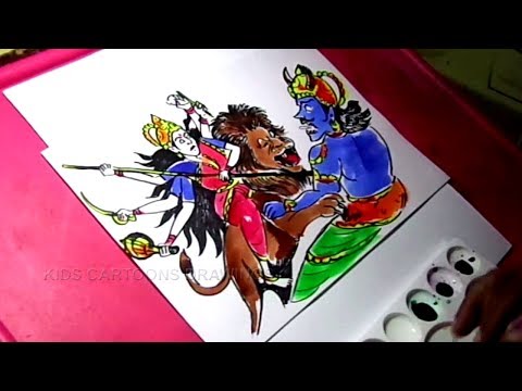 How to Draw Mahishasuramardini Goddess Durga Drawing for Kids | Pol Tatum