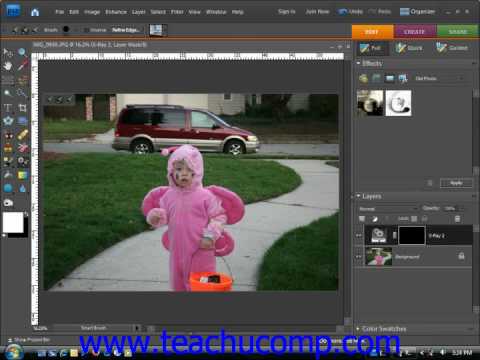 Photoshop elements tutorial Adobe Smart Brush tool, training and lesson 6.10 - YouTube