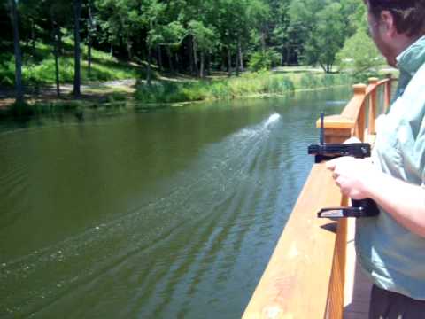 Joysway Offshore Warrior RC boat at my Office Lake at Stewart Perry 