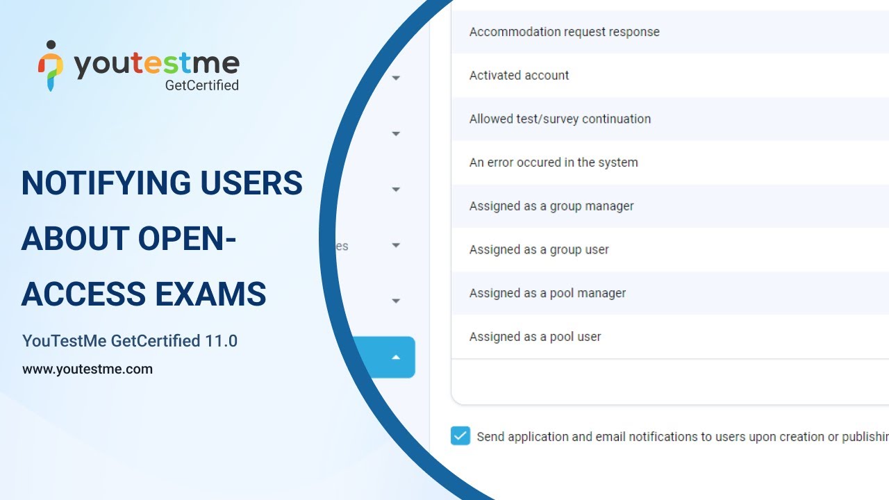 Notifying Users about Published Open-Access Exam