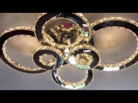 VINGO® LED Kristall Deckenleuchte Kronleuchter einstellbar Hängeleuchte Fernbedienung