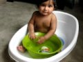 Snehan taking bath