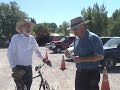 Cal Leman talks with folks in Roberts, Idaho