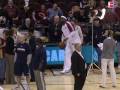 LeBron James underhanded half court shot