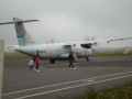 new aer arann atr 72-500 powering up its turboprop engines for taxiing to runway 26 at galway airport [eicm]
