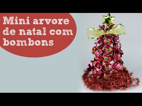 Mini árvore de Natal feita com bombons