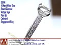 14 Karat White Gold Round Diamond Vintage Style Pave Set Cathedral Engagement Ring Setting ES144 NYC
