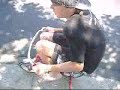 Barefoot teen rides trik in the streets Barefoot teen rides trik in the streets