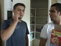 sam and giovanni eating dog food