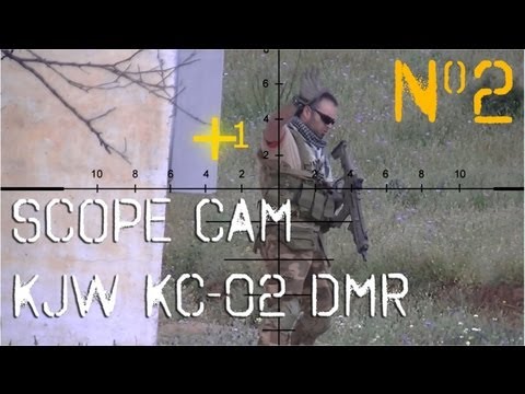 airsoft sniping - A Airsoft DMR Scope Cam Video at Minerva Combat(SPAIN). I'm using a KJW KC-02 (~420fps with 20gr bb's) and i'm using 40gr bb's. Upgrades: RA-Tech 6.01mm Prec...