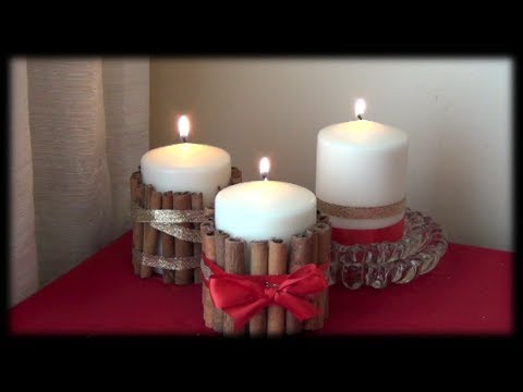 how to attach cinnamon sticks to candles