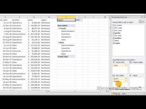 how to create pivot table in excel 2010