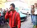 A Crazy person acts and sings like tv superstars