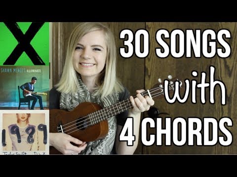 4 basic chords, 30 songs on ukulele