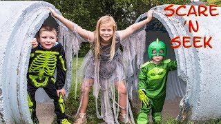 PJ MASKS Assistant and Ryan Batboy Play Scare n Seek Spooky Halloween Game