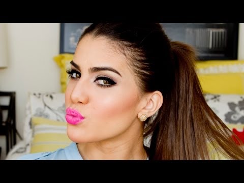 Sigma Makeup Brushes on Pink Lips   Small Cat Eye By Camila Coelho