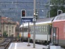 EuroCity 110 - De Milao na Itália até Basel na Suiça. Aqui ele está chegado na estação de Lugano (Suiça), plataforna 3, as 15h05m.