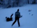 Random dude riding a snowracer gets pwned
