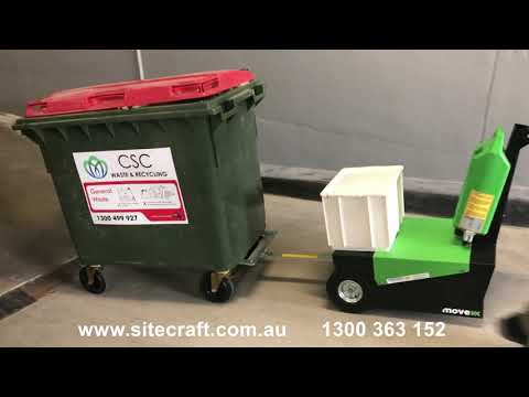Movexx T1500-D Tow Tug Moving 1 x 660 Litre Bin Up A 1:4 Ramp