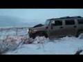 Hummer H2 in the snow field in Moscow, Russia in winter 2008