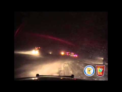 Two semis drive off I-94 in Minnesota Winter Storm
