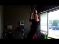 Rotational Ring Pull Ups - Begin with your hands on the rings with a pronated grip. As you pull yourself up rotate your hands to a supinated grip. Pause at the top of the rep. Slowly lower yourself and rotate your hands back to the starting position.