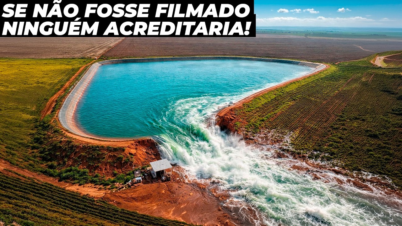 Reservatório de água gigante se rompe e invade fazenda