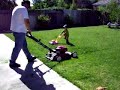 Seth Kiser helping Papa mow the lawn Seth Kiser helping Papa mow the lawn