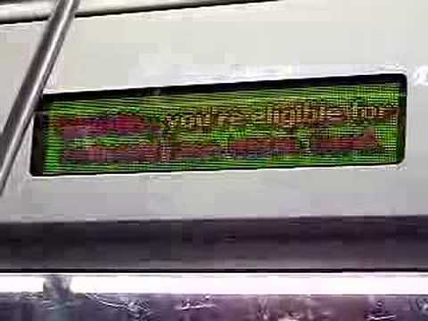 MustangFan424 - This is a video I took of a Ultra Rare display sign on a R143. You must be very lucky to see this being played on the display sign.