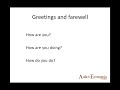 Lesson 1 - Greetings and farewell