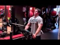 Front Raise w/ Plate - Holding the weighted plate on the outsides with your palms facing inwards, raise the weight from your waist to shoulder height and repeat for 8 reps. Perform 4 sets.
