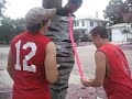 taping darian to a pole