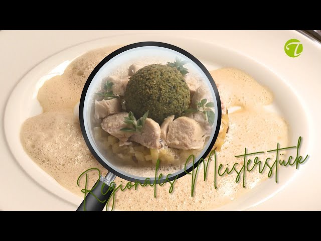 Beelitzer Kaninchenr&uuml;cken mit Steinpilz-Kartoffelrisotto und knuspriger Butter Noir