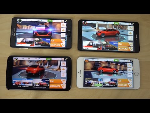 Huawei Ascend Mate 7 vs. Nexus 6 vs. Samsung Galaxy Note 4 vs. iPhone 6 Plus Asphalt 8 Gameplay