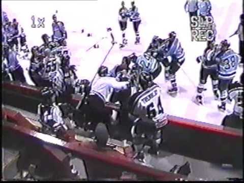 LNAH: Funniest start to a Bench Brawl (flying player)