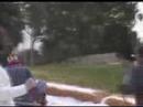 Tom makes Y shape falling off sled