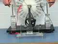 wimshurst machine generating static electricity. while cranking the machine swing the conducting sphere such that the sphere touches one of the charged plates. the sphere will become like charged, be repelled, and swing across the gap to hit the opposite plate. charge transfer again takes place and the sphere swings back to the first plate and so on. the sphere will continue the back and forth oscillation for as long as one provides 