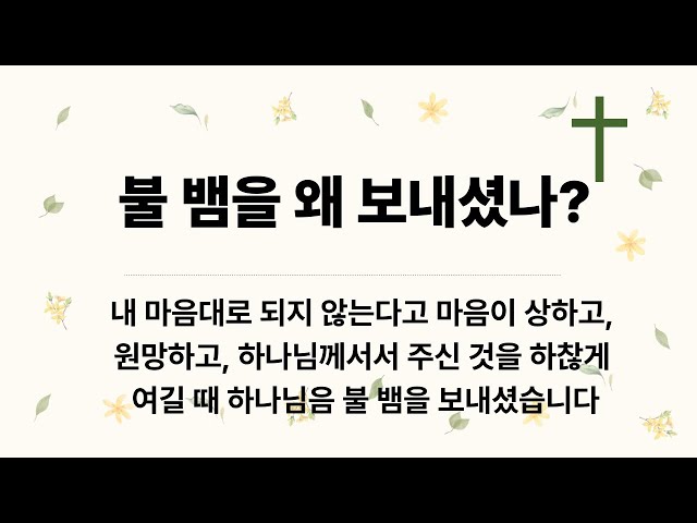 불뱀을 왜 보내셨나?(민수기 21:4~9)