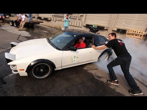 240sx - Spectator assisted cookies?!?! My hoodrat ricer friend Mike decided he didn't like the tires he had on a couple of wheels so he bid them farewell today. It's...