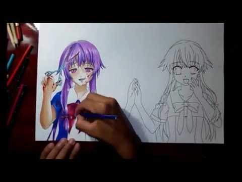 how to draw yuno gasai