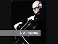 cello concerto no. 1 in e-flat major, op. 107

i. allegretto
ii. moderato
iii. cadenza
iv. allegro con moto

composer: dmitri shostakovich (1906-1975)
performer: mstislav rostropovich (1927-2007)
conductor: eugene ormandy (1899-1985)
orchestra: philadelphia orchestra

recorded on: november 8, 1959

the cello concerto no. 1 in e flat major, opus 107, was written by dmitri shostakovich in 1959. he wrote it for mstislav rostropovich, who memorized the work in four days and gave the premiere in leningrad under yevgeny mravinsky, on october 9, 1959 in the large hall of the leningrad conservatory. the first recording was made for the cbs label by rostropovich accompanied by the philadelphia orchestra conducted by eugene ormandy in november of the same year.
http://en.wikipedia.org/wiki/cello_concerto_no._1_(shostakovich)