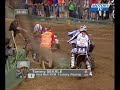 Accident between Rattray, Searl and Simpson in MX2