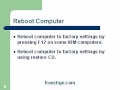 Reboot Computer - Restoring to Factory Settings 