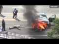 Bystanders Rescue Motorcyclist by Lifting Burning Car Video Stunning Amazing Video