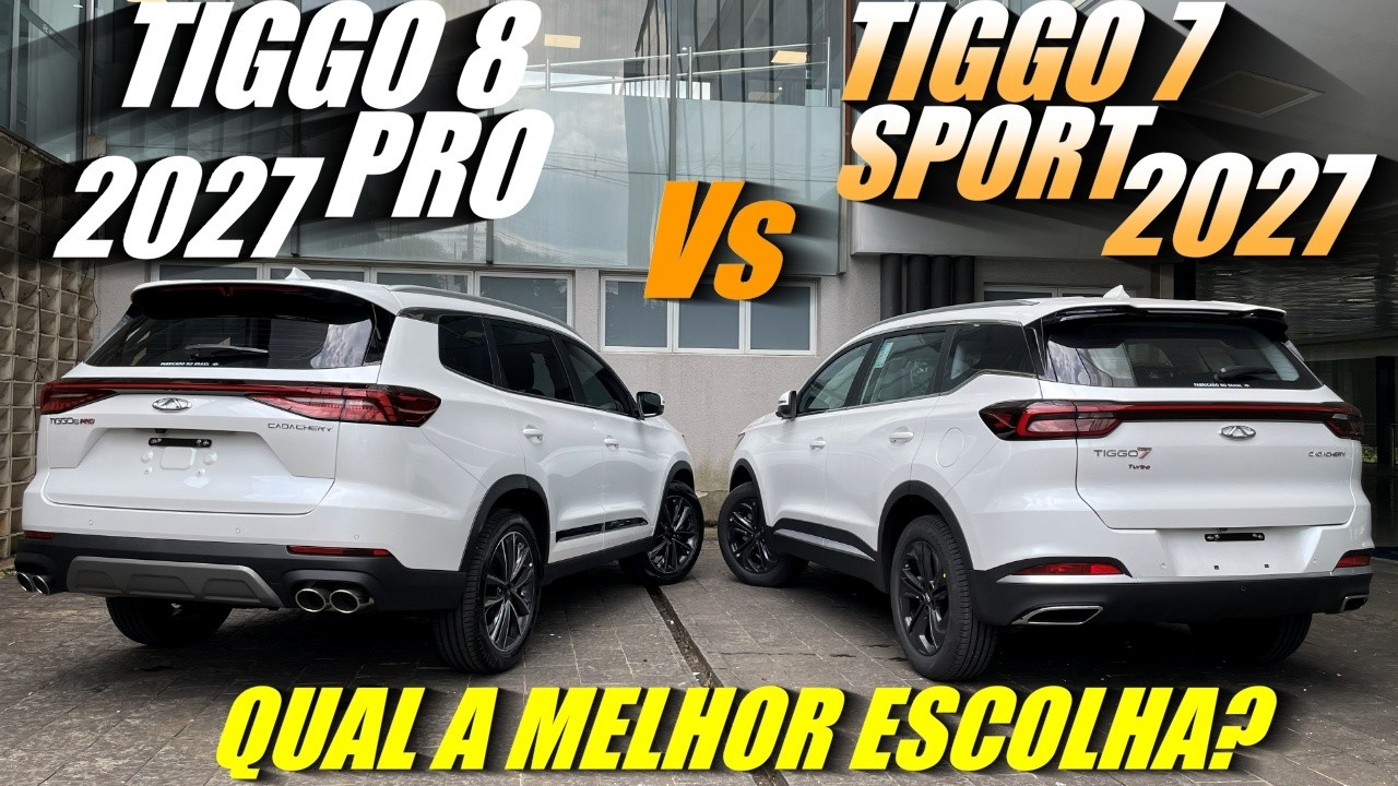 COMPARATIVO CAOA CHERY 2027! TIGGO 8 PRO 2027 vs TIGGO 7 SPORT 2027 - Qual o melhor custo benefício?