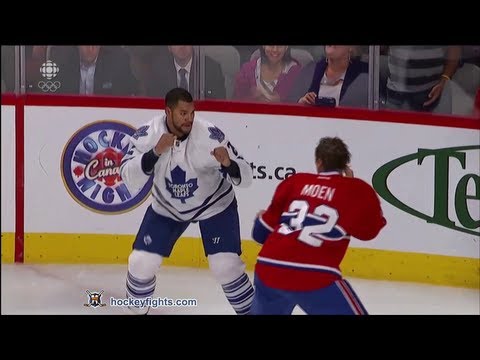 Fraser - Mark Fraser vs Travis Moen from the Toronto Maple Leafs at Montreal Canadiens game on Oct 1, 2013. via http://www.hockeyfights.com.