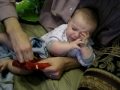 Ell opening a present from Grandma Ohgr
