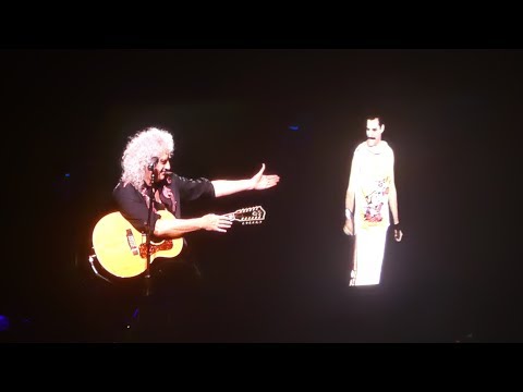 Queen- Brian May with Freddie Mercury video- Love of My Life - LIVE Birmingham
