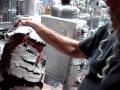 SCULPTOR Clayton Bailey with a series of CERAMIC exploding bottles.