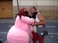 fat woman on the Ramblas